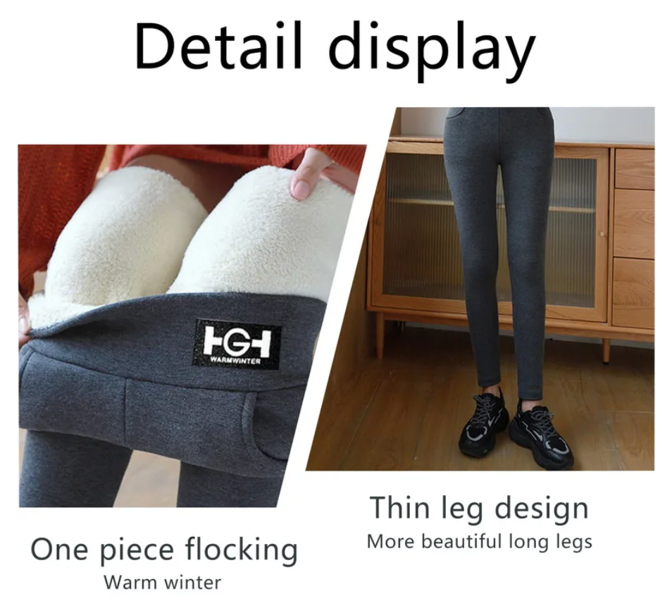 Restnergy™ - Comfy Fleeced Leggings with Pockets (Stretchy)
